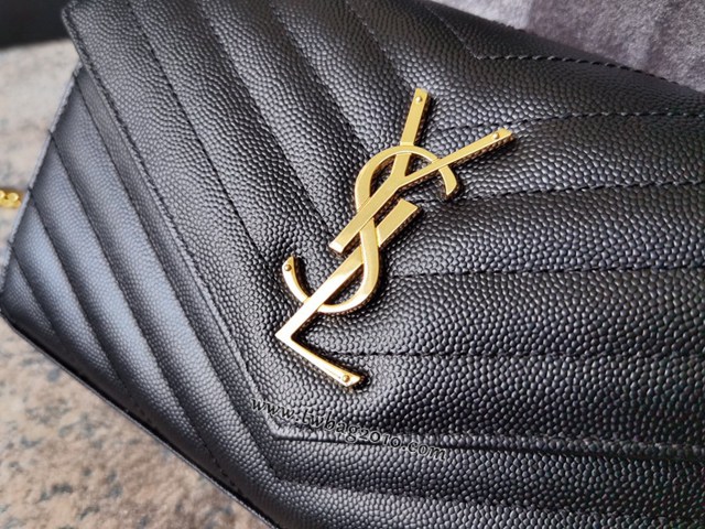 YSL专柜款女包 聖羅蘭經典款MONOGRAM魚子醬原廠皮信封包 YSL肩背斜挎包 377828  jjh1048